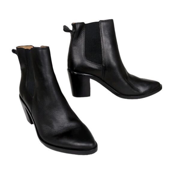 MADEWELL Elspeth Chelsea Boot in True Black Leather Pointed Toe Women's 8.5 - Picture 1 of 9
